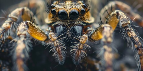 Close up of a macro detail to a spider