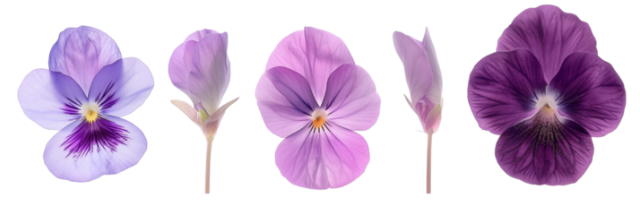 set of violets, isolated on transparent background