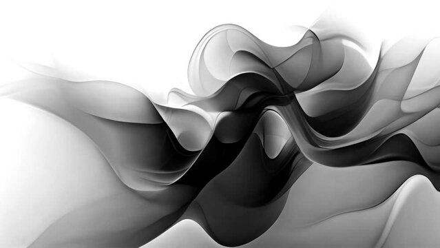 Black wave floating in white background. Abstract black smoke on white. Smoke, Cloud of cold fog in light spot background. Light, white, fog, cloud, black background, 4k, beauty