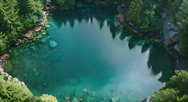 Aerial view of vibrant ponds in a titanium mine amid lush surroundings. Concept Aerial View, Vibrant Ponds, Titanium Mine, Lush Surroundings, Nature Photography