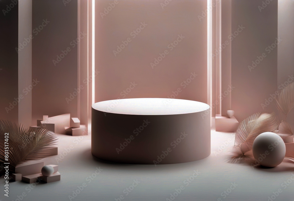Aufkleber 'shape3d cosmetic presentation geometric background splay rendering scene product minimal podium pod