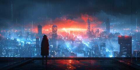 Cyberpunk Metropolis at Dusk