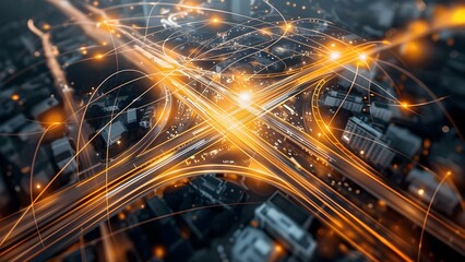 Implementing Smart Transport Technology in City Roads for Efficient Traffic Management and Analysis. Concept Smart City Infrastructure, Traffic Analysis, Urban Mobility, Transportation Technology