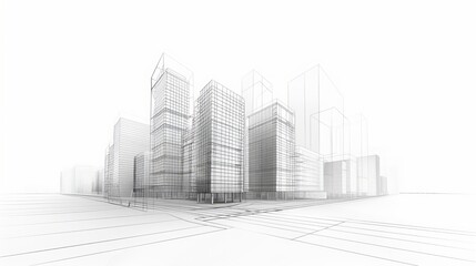 An abstract 3D vector illustration of an office building construction, embodying the concept of a modern city with its innovative structure and contemporary design elements.

