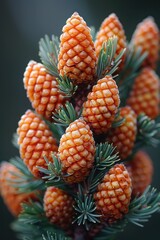 Detailed view of pine cones attached to a tree branch