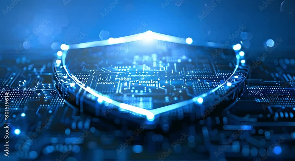Poster cybersecurity shield wireframe design for data protection and privacy shield concept. concept cybers