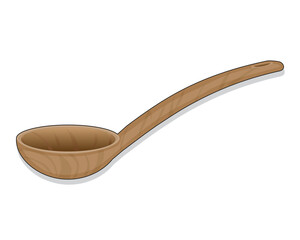 vector design of a cooking spoon or soup spoon made of wood