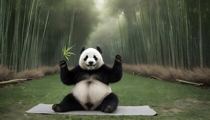 A Panda Doing Yoga In A Bamboo Forest  2