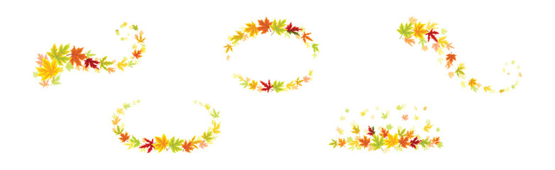 Autumn Leaf and Foliage Nature Curled Element Vector Set
