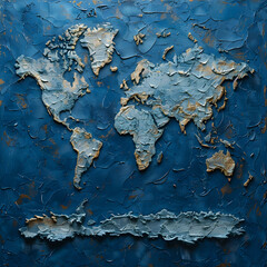 Futuristic Earth Map Illustration on Canvas: A Visionary Concept for Navigation and Exploration