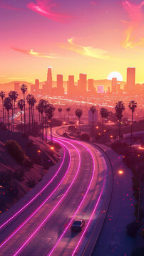 A miami vice theme banner with soft neon pink, teal and black gradient colors, in the style of 80s