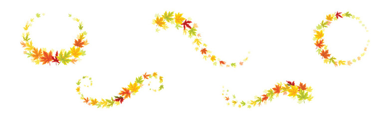 Autumn Leaf and Foliage Nature Curled Element Vector Set
