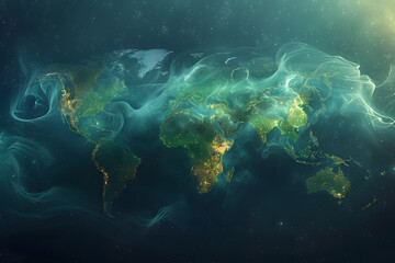 Digital Cartography: Stylized Earth on Gradient Background