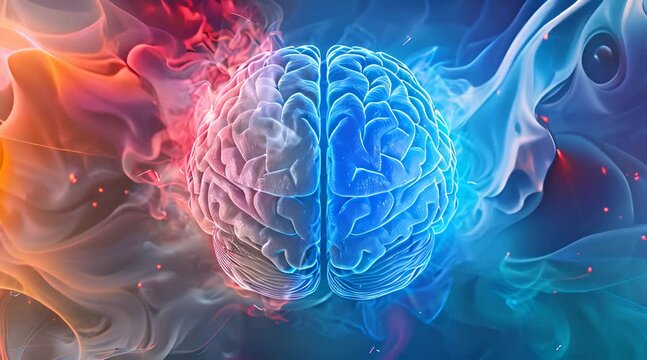 The concept of the human brain. The right creative hemisphere versus the left logical hemisphere.