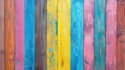 Colorful wooden background with vertical stripes of various colors