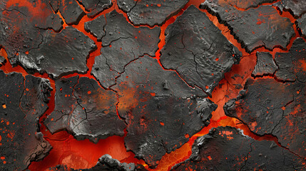 Lava Fire heat red cracked ground texture after eruption volcano