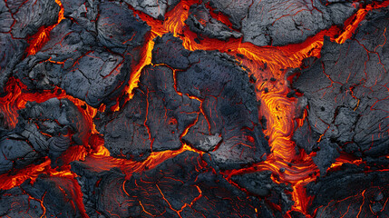 Lava Fire heat red cracked ground texture after eruption volcano