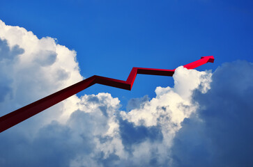 Line graph pushing through clouds