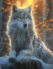 the most beautiful super photorealistic picture of wolf