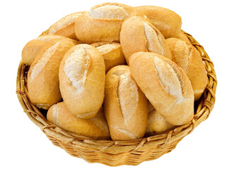 cesta com pães frescos isolado em fundo transparente - pão francês