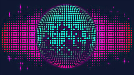 Abstract disco background with disco ball
