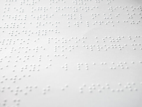 Sheet of paper with Braille text