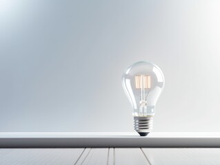 Silver backdrop with illuminated lightbulb on a white platform symbolizing ideas and creativity business concept creative thinking innovation new idea silver 