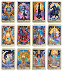 The last twelve Tarot cards from the Major Arcana