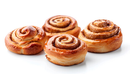 Set of sweet cinnamon buns isolated on white
