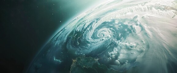 top view of the Ian American hurricane in Florida seen from the satellite. Climate change has triggered natural disasters in the states of United States. AI generated illustration