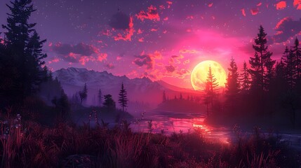 Dreamlike Dusk Descends on a Surreal Wilderness Landscape