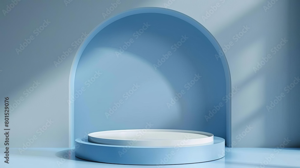 Aufkleber sleek blue podium display on abstract minimal background 3d product showcase render
