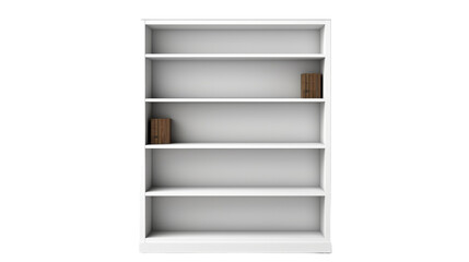 A white bookcase stands gracefully against a white background
