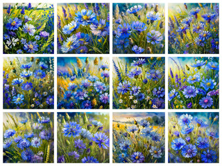 a backyard blomming flower summer wildflower bloom collage mosaic yard flowers beauty collection wildflowers spring season artwork style fashion pattern tile layout design