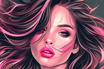 Stunning Digital Portrait of a Woman with Flowing Hair