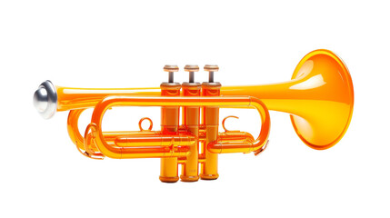Obraz na płótnie Canvas An orange trumpet with three valves showcased on a clean white background