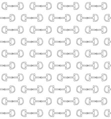 Vector seamless pattern of hand drawn doodle sketch outline horse equestrian bit isolated on white background