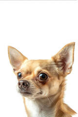 Obraz premium Portrait of a Chihuahua with a charming look. White background. Copy Space.