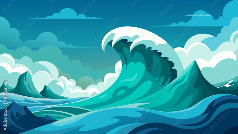 Poster a tumultuous ocean with crashing waves and strong winds portraying the intensity of emotions during 