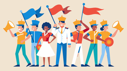 Community Unity A sense of unity and togetherness a the members of the marching band as they proudly represent their community and celebrate. Vector illustration