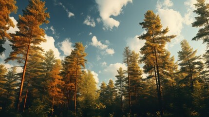 Beautiful pine trees in the forest