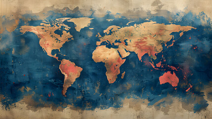 Minimalist Modern Earth Map Illustration for Creative Design