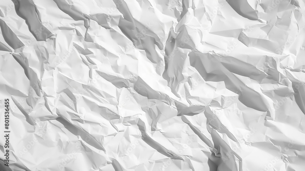 Poster white crumpled paper texture background with intricate creases and shadows highresolution abstract p