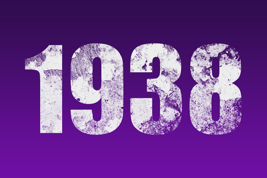 flat white grunge number of 1938 on purple background.	