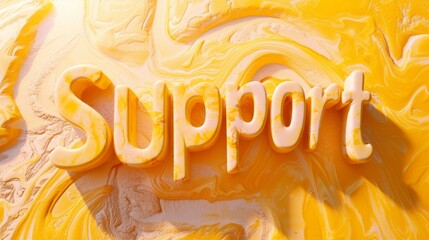 Yellow Marble Support concept creative horizontal art poster.