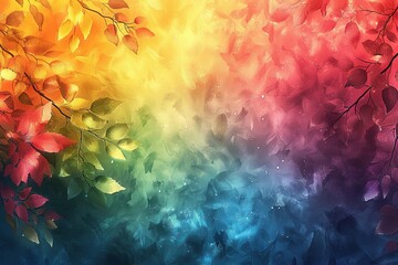 Colorful background with different colors leaves and branches