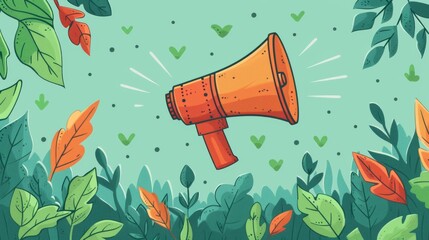 A banner with a megaphone. A loudspeaker that announces a contest. Contest winners receiving gifts. Share to win posts on social media. Modern illustration for marketing and advertising. - Powered by Adobe