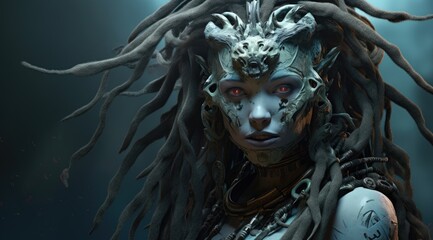 Futuristic Cyberpunk Warrior with Glowing Eyes