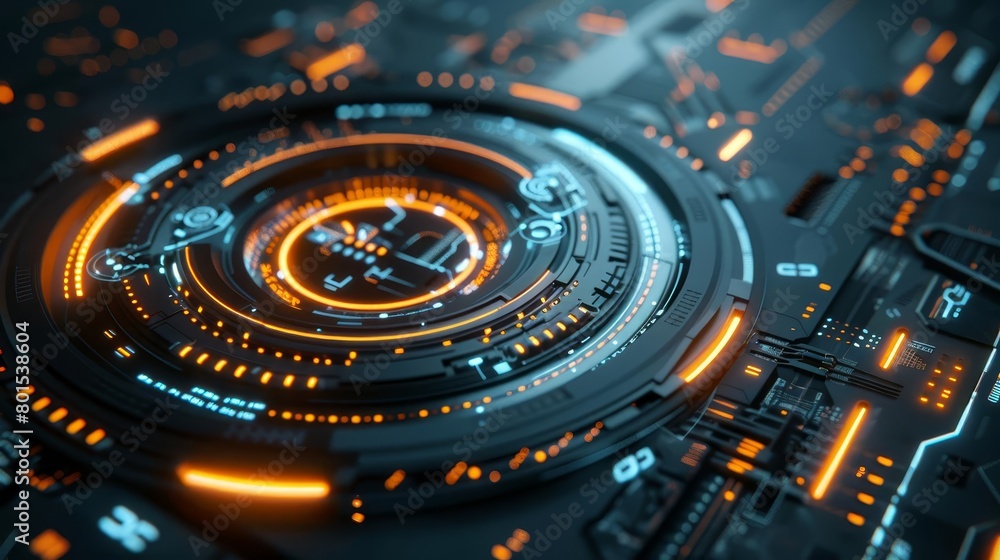Poster techglow bullseye interface for precise decision making and strategic planning futuristic 3d render
