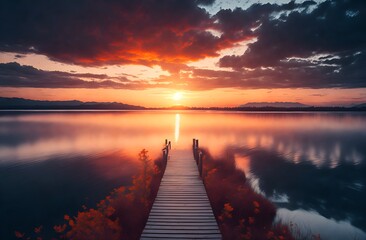 sunset on the lake